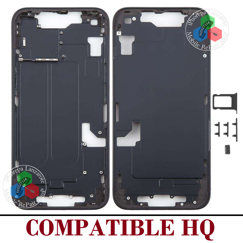 iPhone 14 5G 2022 A2882 - CARCASA CHASIS MARCO INTERMEDIO + BANDEJA SIM + BOTONES - NEGRO
