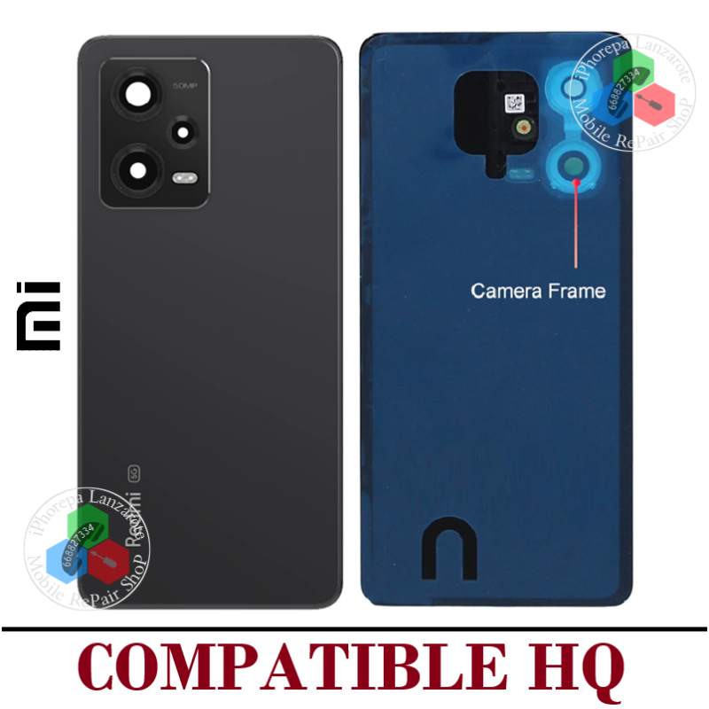 Xiaomi Redmi Note 12 Pro 5G 2022 22101316C / 22101316I - TAPA DE CRISTAL CON LOGO + LENTE - COMPATIBLE HQ NEGRO
