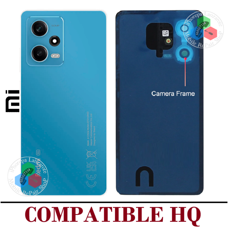 Xiaomi Redmi Note 12 Pro 5G 2022 22101316C / 22101316I - TAPA DE CRISTAL CON LOGO + LENTE - COMPATIBLE HQ AZUL
