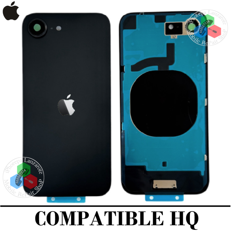 iPhone 16e 5G 2025 A3409 - TAPA DE CRISTAL + MARCO + LENTE DE CAMARA + LOGO - NEGRO
