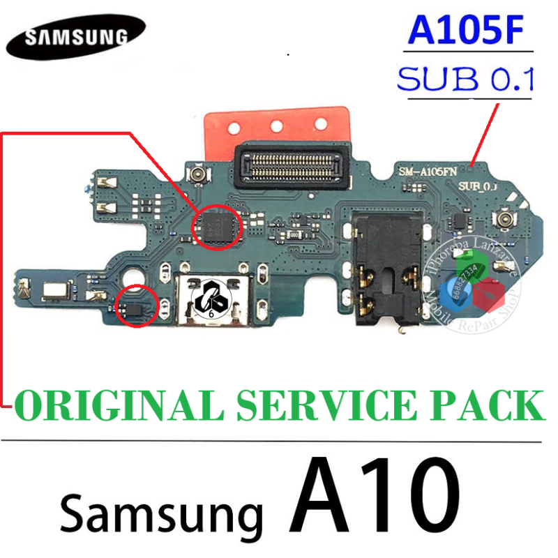 SAMSUNG A10 4G 2019 A105 A105FN - ( VERSION SUB 0.1 ) SUB PLACA DE CARGA ORIGINAL SERVICE PACK