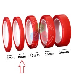 Cinta 3M de Doble Cara Adhesiva Roja de 8mm