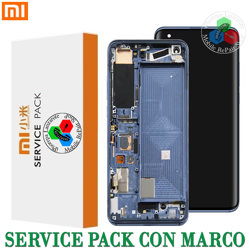 Xiaomi Mi 10 5G 2020 M2001J2G / Xiaomi Mi 10 Pro 5G 2020 M2001J1G ( version C ) - PANTALLA ORIGINAL SERVICE PACK CON MARCO GRIS