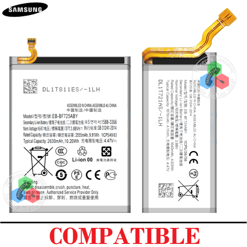 SAMSUNG Z Flip4 / z Flip 4 5G 2022 F721B - BATERIA COMPATIBLE - SET 2PCS