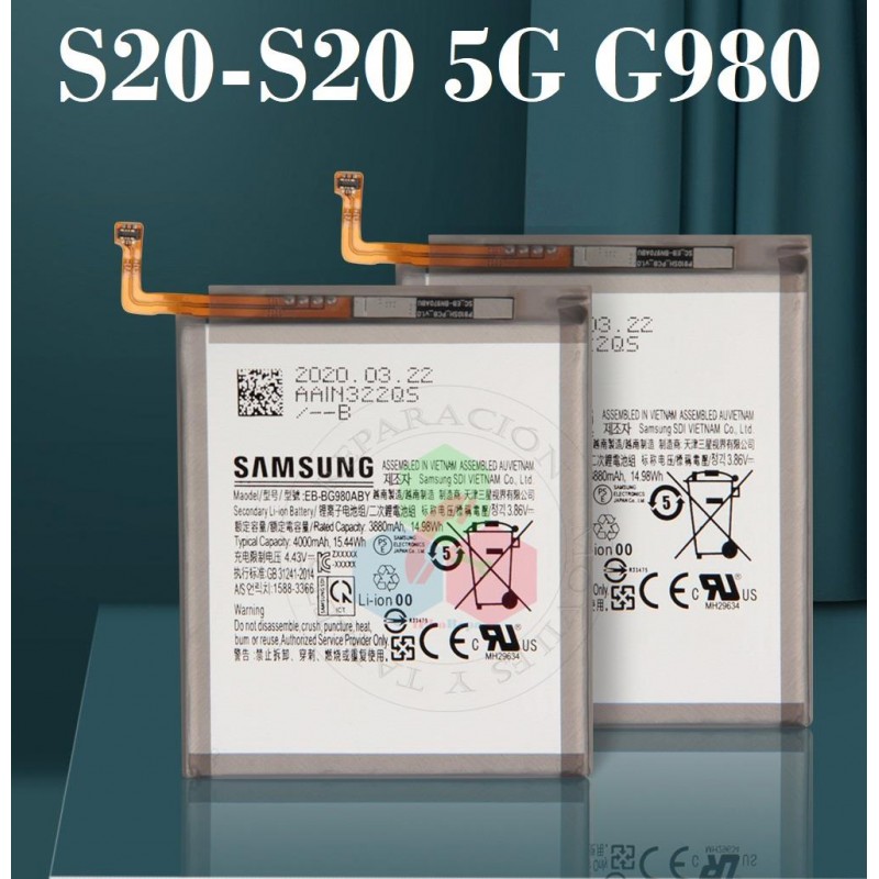 SAMSUNG S20 4G 2020 G980F / S20 5G 2020 G981B - BATERIA BULK CON LOGO