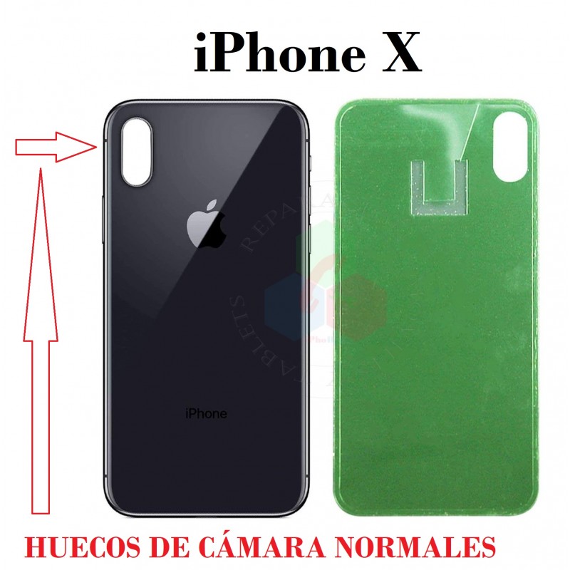 iPhone X - TAPA TRASERA DE CRISTAL CON LOGO - NEGRO