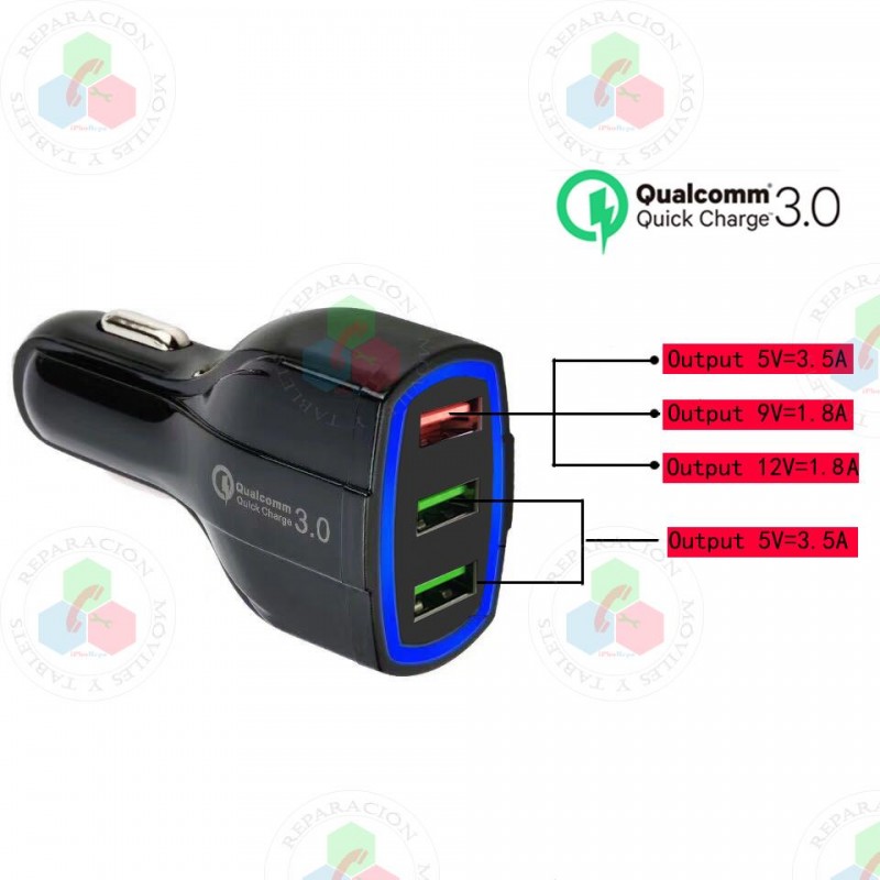 CARGADOR DE COCHE SUPER RÁPIDO 7A 3.0  12-35W