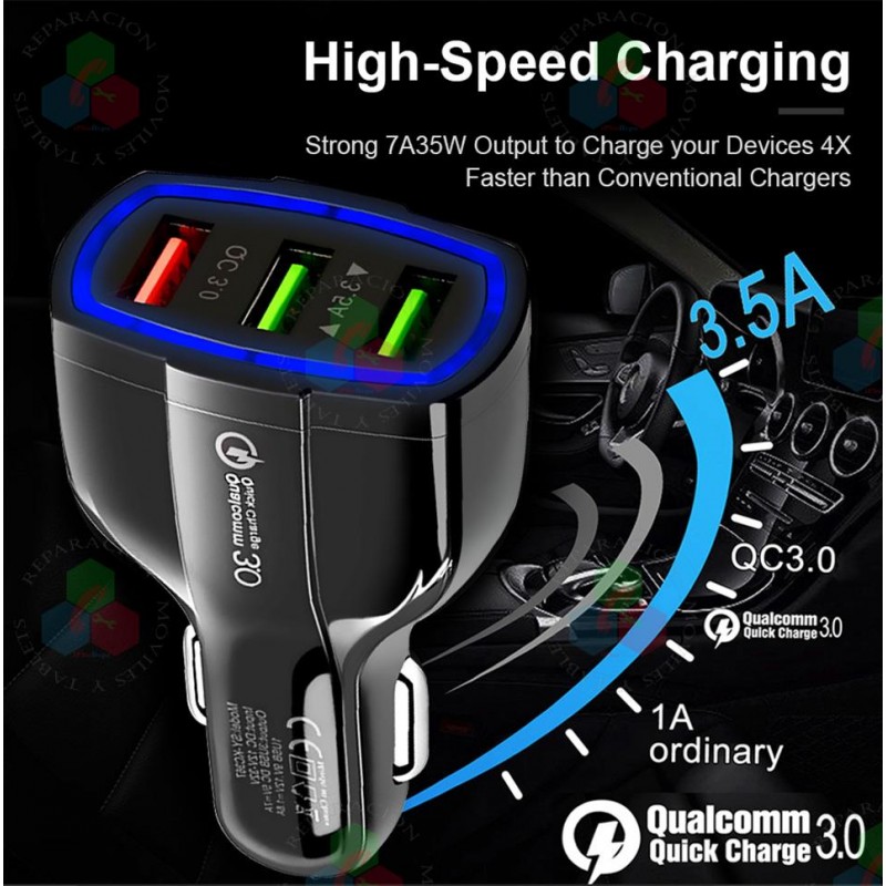 CARGADOR DE COCHE SUPER RÁPIDO 7A 3.0  12-35W