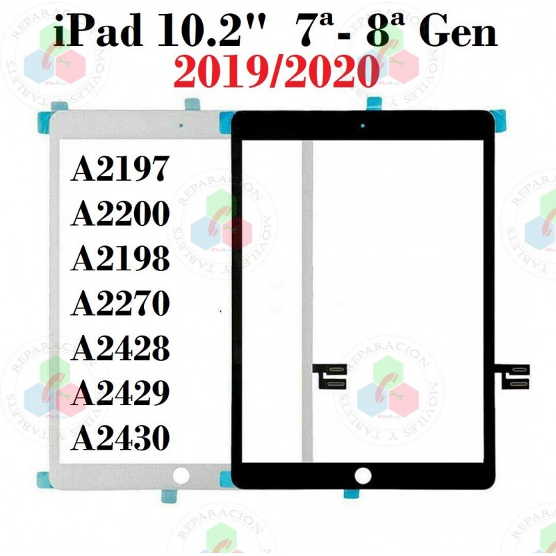 iPad 7ª Gen 2019 - iPad 8ª Gen 2020 / iPad 9ª Gen 2021 - PANTALLA tactil COMPATIBLE BLANCO SIN HOME