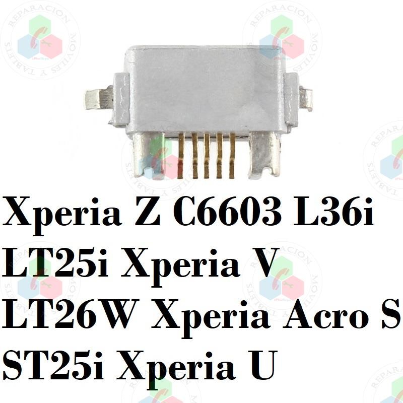 Sony Z C6602-C6603 L36h, L36i , LT25i Xperia V, LT26W Xperia acro S, ST25i Xperia U-PUERTO DE CARGA
