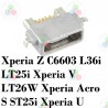 Sony Z C6602-C6603 L36h, L36i , LT25i Xperia V, LT26W Xperia acro S, ST25i Xperia U-PUERTO DE CARGA