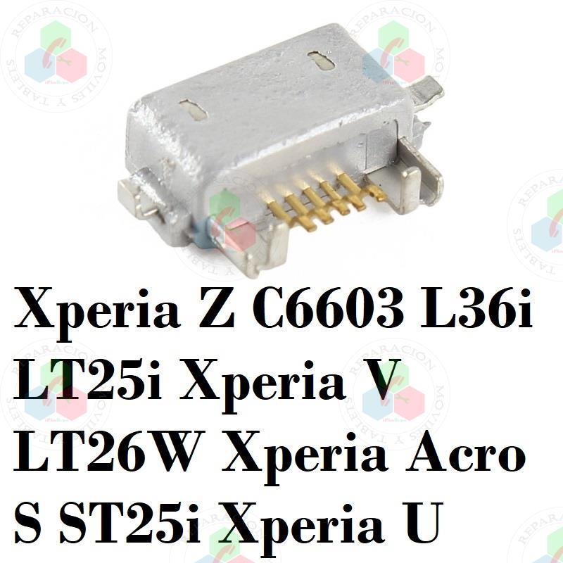 Sony Z C6602-C6603 L36h, L36i , LT25i Xperia V, LT26W Xperia acro S, ST25i Xperia U-PUERTO DE CARGA