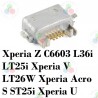 Sony Z C6602-C6603 L36h, L36i , LT25i Xperia V, LT26W Xperia acro S, ST25i Xperia U-PUERTO DE CARGA