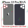 iPhone 12 Pro Max 2020 A2411 - TAPA TRASERA HUECO GRANDE - negro GRAFITO con logo