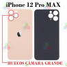 iPhone 12 Pro Max 2020 A2411 -  TAPA TRASERA HUECO GRANDE - DORADO con logo