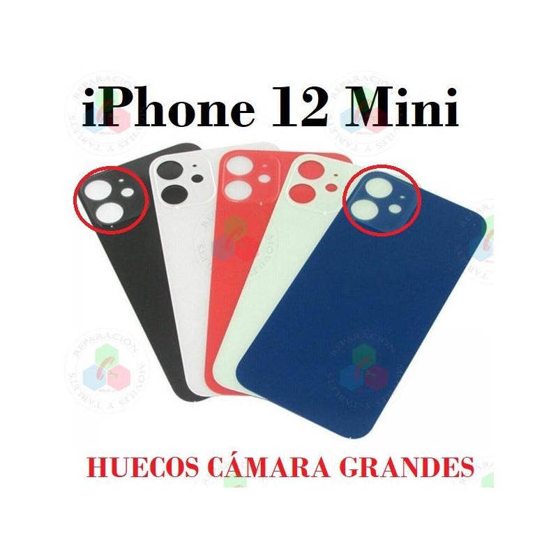 iPhone 12 Mini 2020 A2399 - TAPA TRASERA HUECO GRANDE CON LOGO - BLANCO
