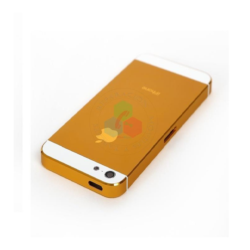 iPhone 5 - carcasa completa-oro con blanco