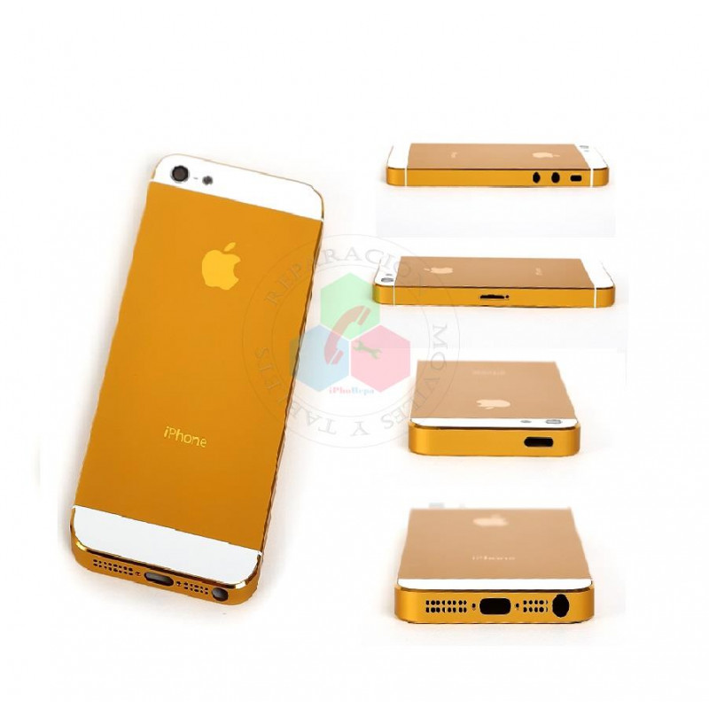 iPhone 5 - carcasa completa-oro con blanco