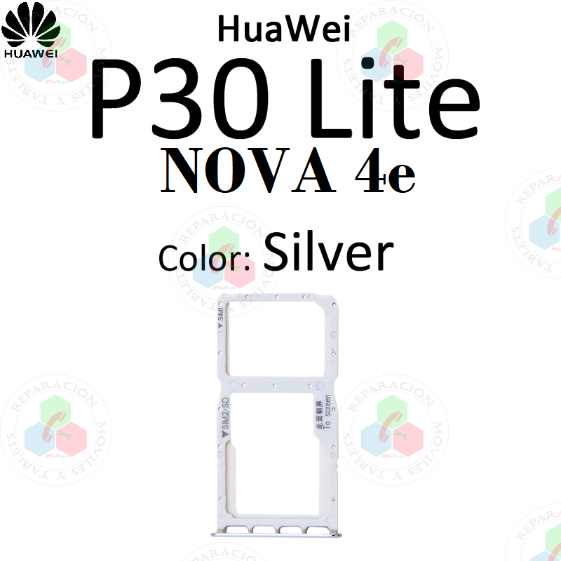 Huawei P30 Lite (MAR-LX1A,MAR-L21A,MAR-L01A) 2019 Bandeja DUAL Sim + microSD SILVER