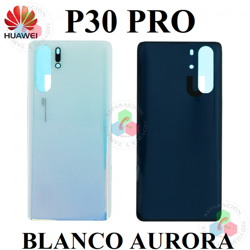 Huawei P30 Pro (VOG-L29, VOG-L09, VOG-L04) - TAPA TRASERA - blanco aurora compatible con logo