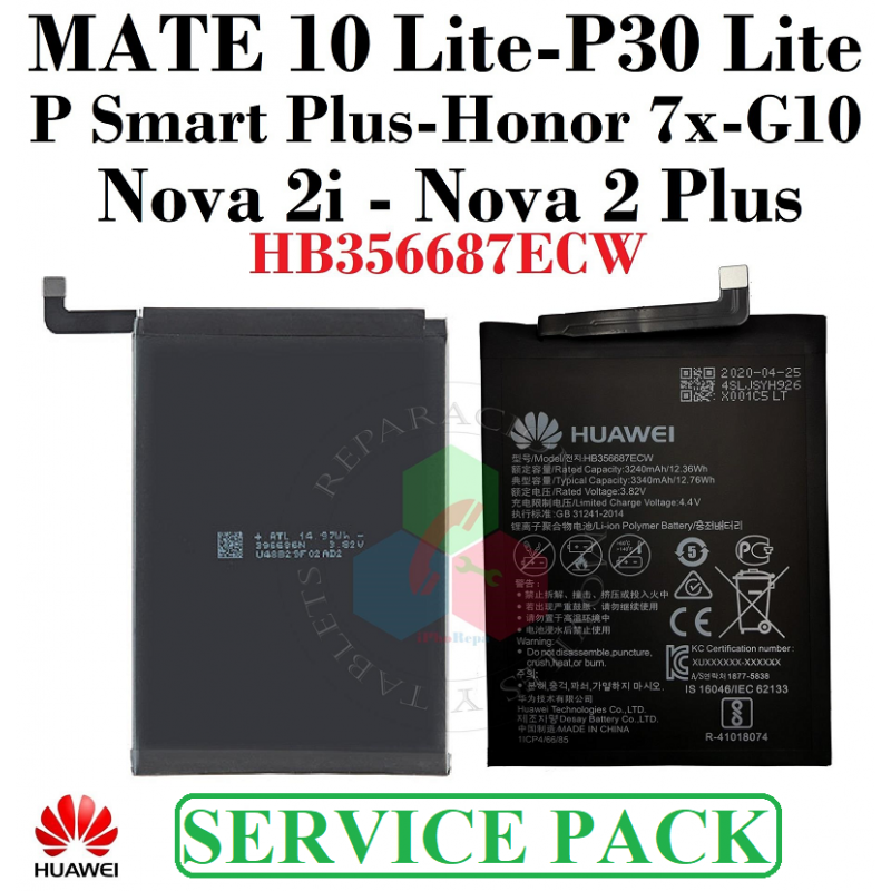 Huawei Mate 10 Lite / P Smart plus / P30 lite / Honor 7x / G10 / Nova 2i / Nova 2 plus - BATERÍA original SERVICE PACK