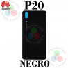 Huawei P20 (EML-L29 / EML-L09) 2018 - TAPA TRASERA de cristal con logo - NEGRO