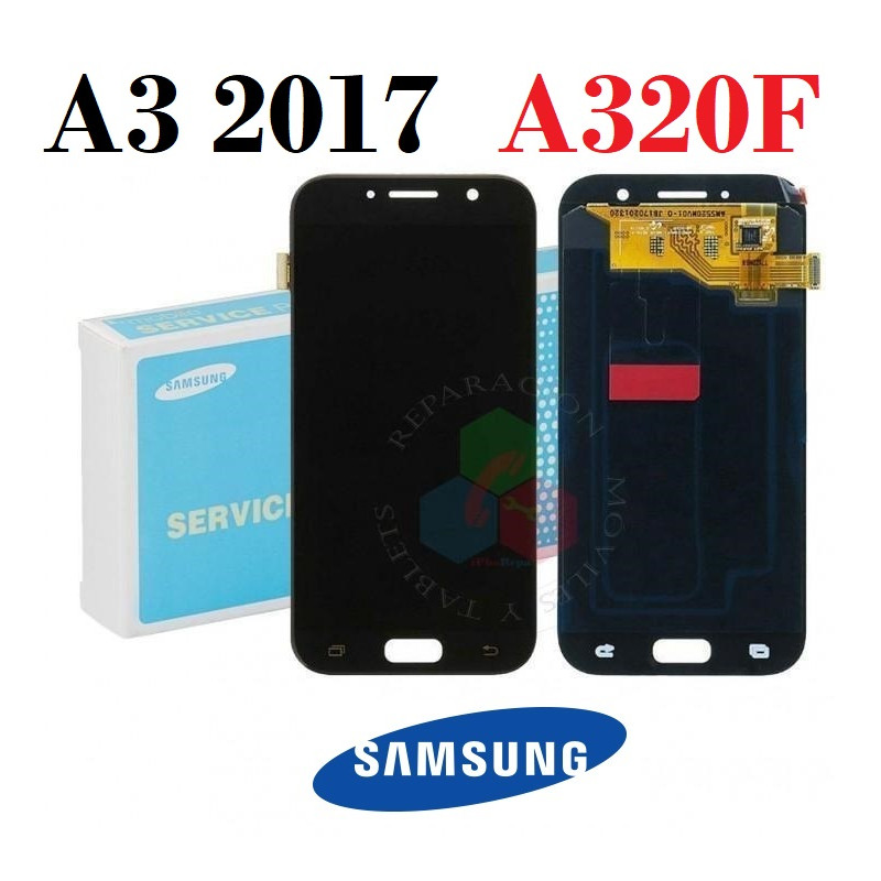 SAMSUNG A3 2017 A320 A320F - PANTALLA service pack NEGRO