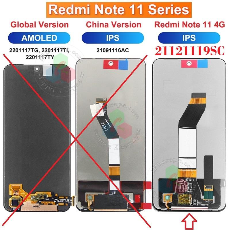 Xiaomi Redmi Note 11 4G (MediaTek)   21121119SC - PANTALLA compatible ips SIN MARCO