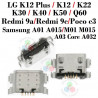 LG K22 / K12 Plus / K12 / K22 / K30 / K40 / K50 / Q60 / Redmi 9a / 9c / Poco c3 / Samsung A01 A015 / M01 M015 - Puerto de carga