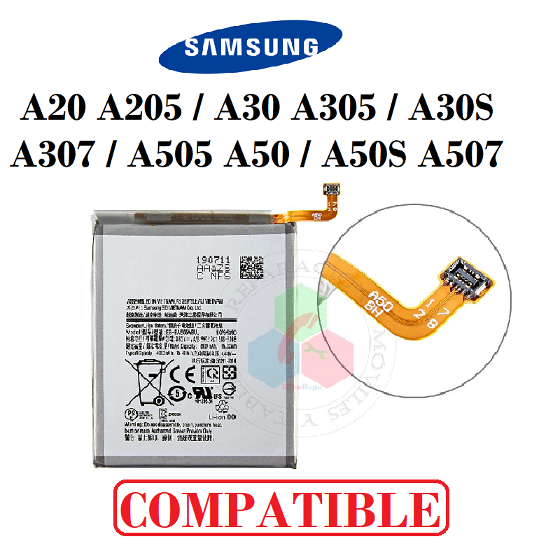 SAMSUNG A20 A205 / A30 A305 / A30S A307 / A505 A50 / A50S A507 - BATERÍA COMPATIBLE SIN LOGO