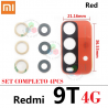 Xiaomi Redmi 9T 4G 2021 J19S - CRISTAL lente DE CAMARA SET 4PCS - rojo / naranja