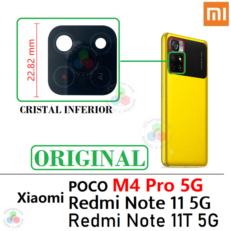 XIAOMI REDMI NOTE 11 5G 21091116AC / POCO M4 PRO 5G 21091116AG / REDMI NOTE 11T 5G - cristal lente de cámara INFERIOR
