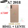 SAMSUNG A7 2018 A750 A750F - TAPA TRASERA con BISEL + LENTE - COLOR DORADO
