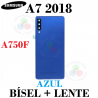 SAMSUNG A7 2018 A750 A750F - TAPA TRASERA con BISEL + LENTE - COLOR AZUL