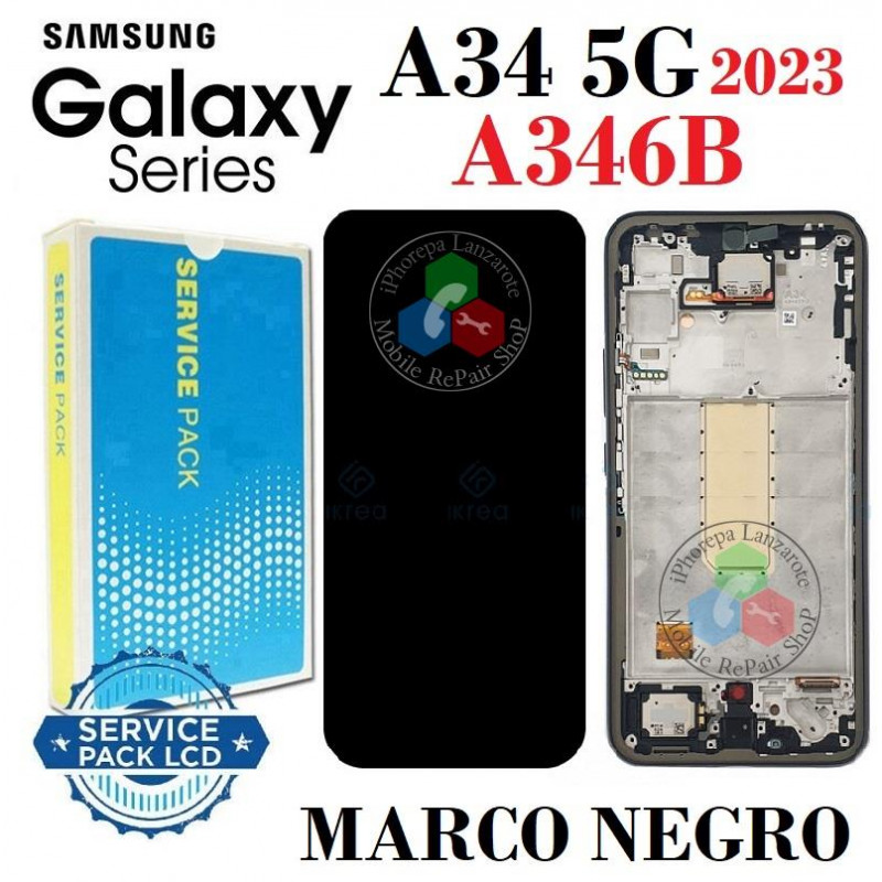 Samsung  A34 5G 2023 A346B A346 - Pantalla SERVICE PACK  MARCO NEGRO