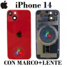 iPhone 14 5G 2022 A2882 - TAPA DE CRISTAL + MARCO + LENTE DE CAMARA + LOGO - ROJO