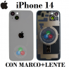 iPhone 14 5G 2022 A2882 - TAPA DE CRISTAL + MARCO + LENTE DE CAMARA + IMAN + LOGO - BLANCO