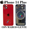 iPhone 14 Plus - TAPA DE CRISTAL + MARCO + LENTE DE CAMARA + LOGO - ROJO
