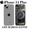 iPhone 14 Plus - TAPA DE CRISTAL + MARCO + LENTE DE CAMARA + MAGNETICO + LOGO - BLANCO