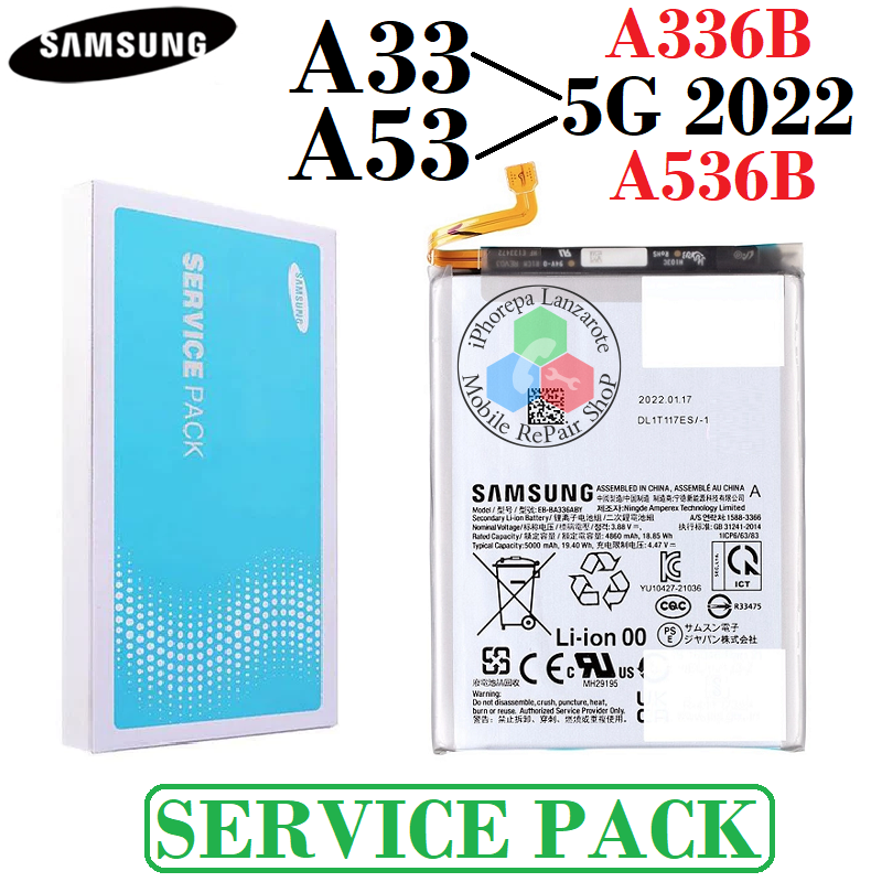 SAMSUNG A33 5G 2022 A336B / A53 5G 2022 A536B - BATERIA ORIGINAL SERVICE PACK