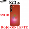 Samsung Galaxy S23 5G 2023 S911B - TAPA TRASERA CON LENTE CRISTAL - ROJO