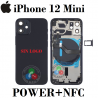 iPhone 12 MINI - TAPA TRASERA / CHASIS / CARCASA  POWER + NFC SIN LOGO - NEGRO