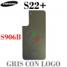 Samsung S22 Plus + 5G 2022 S906B - TAPA TRASERA de cristal CON LOGO - GRIS